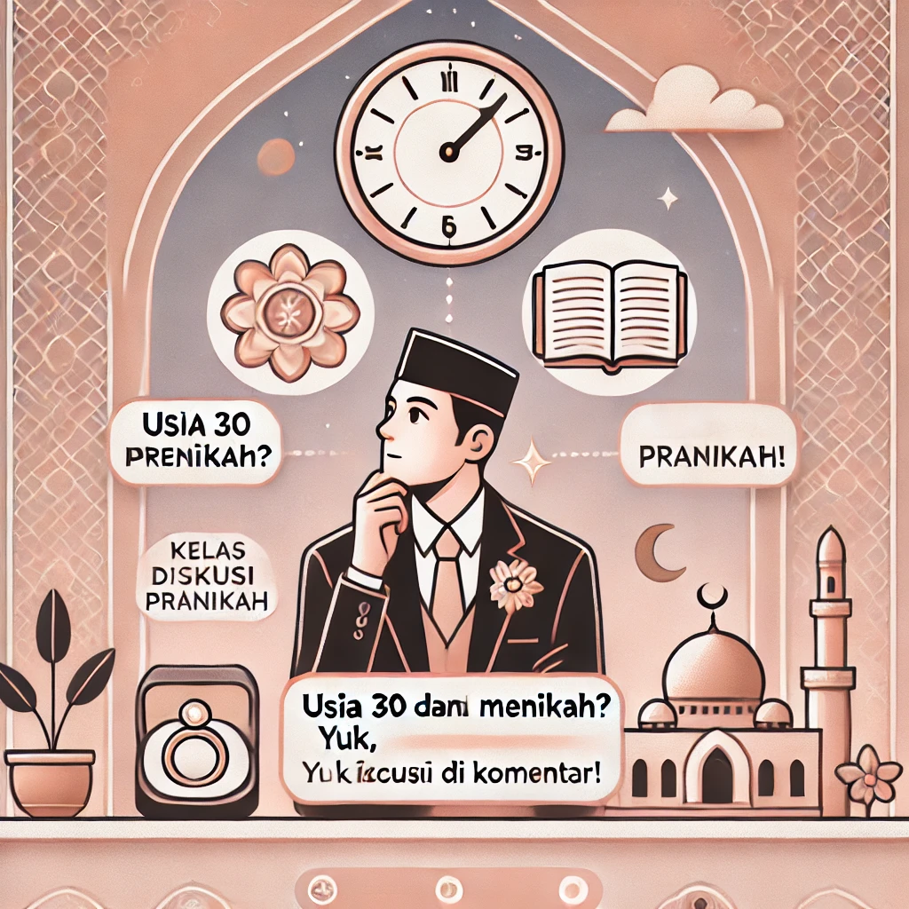 Usia 30 menikah

Menikah di usia matang

Kesiapan menikah

Tekanan sosial menikah

Kelas pranikah

Pernikahan Islami

Manajemen keuangan rumah tangga

Ekspektasi dalam pernikahan
