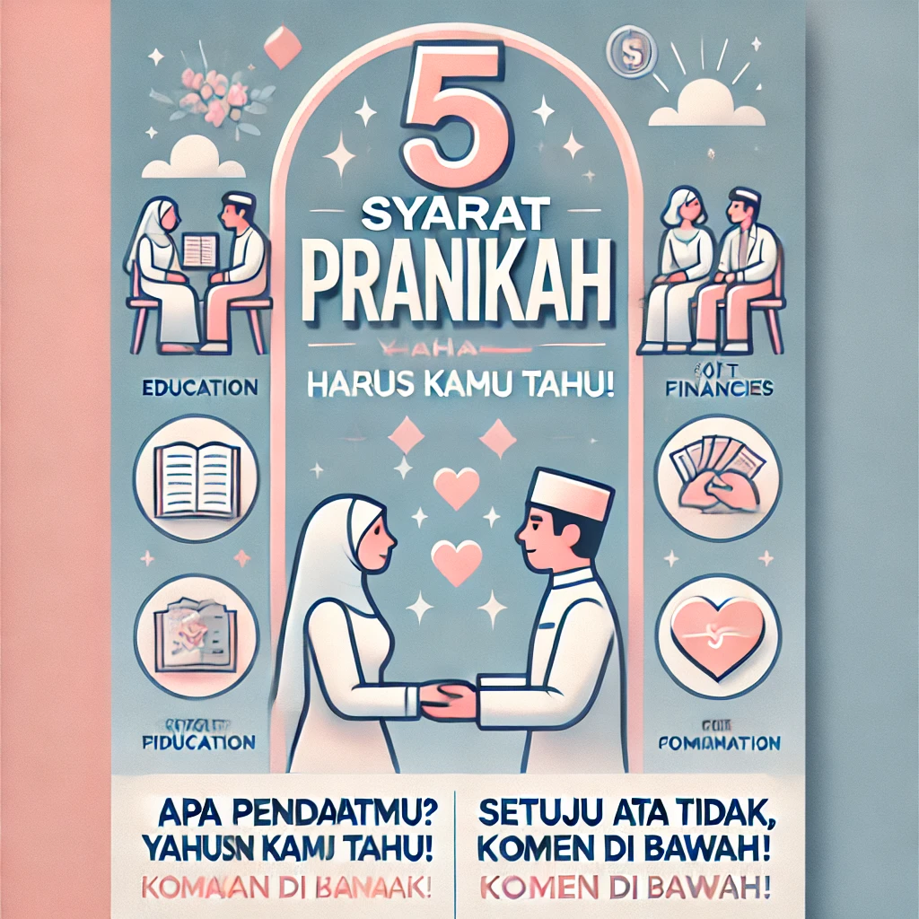 Syarat Pranikah

Kelas Pranikah

Pernikahan Bahagia

Komunikasi dalam Pernikahan

Restu Orang Tua

Keuangan Pernikahan

Persiapan Pernikahan